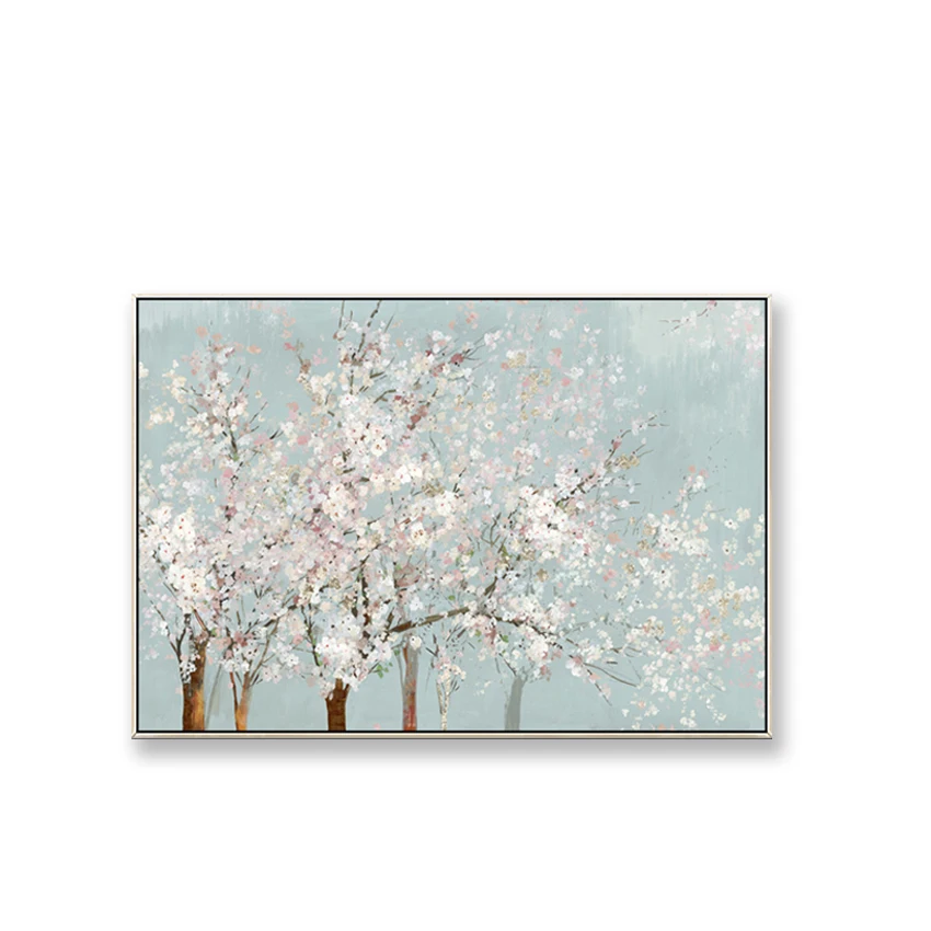 

Quadro picture for wedding decoration Handmade oil painting on canvas pink peach blossom landscape wall home decoration for room