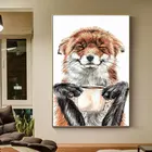 Картина на холсте в скандинавском стиле, Настенная картина с абстрактным рисунком лисы, живопись маслом, для детской гостиной, домашний декор