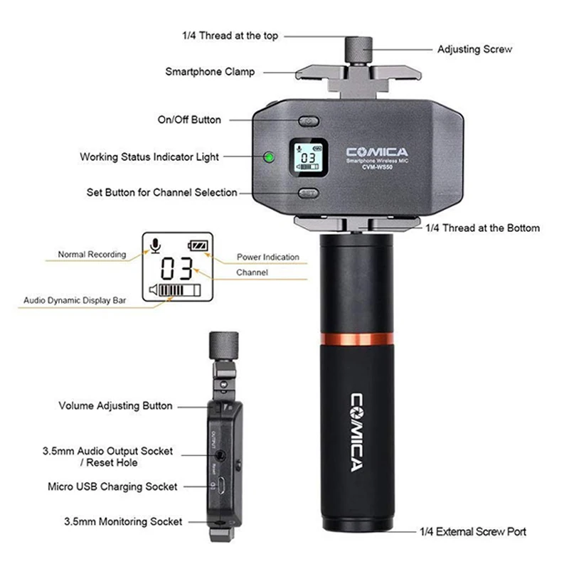 Микрофон Comica для смартфона петличный микрофон с отворотом 6-канальная Uhf