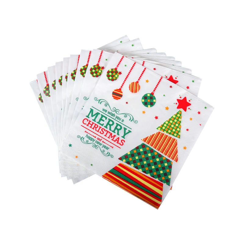 WEIGAO 20 шт салфетки с темой Рождества бумага Санта Клаус Снежинка Рождественский