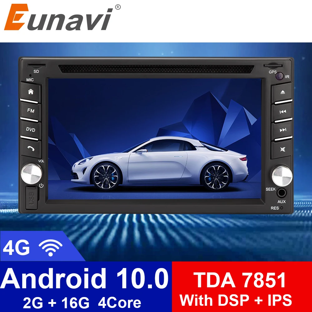 Автомагнитола Eunavi TDA7851 универсальная мультимедийная стерео-система на Android 10 с