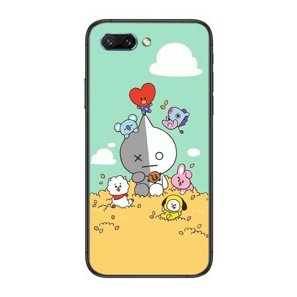 

Luxury Cartoon Cute BT21 clear Phone Case For Huawei Honor 10 9 8 7 N Pro Lite A C RU Black Etui Coque Hoesjes comic fashion