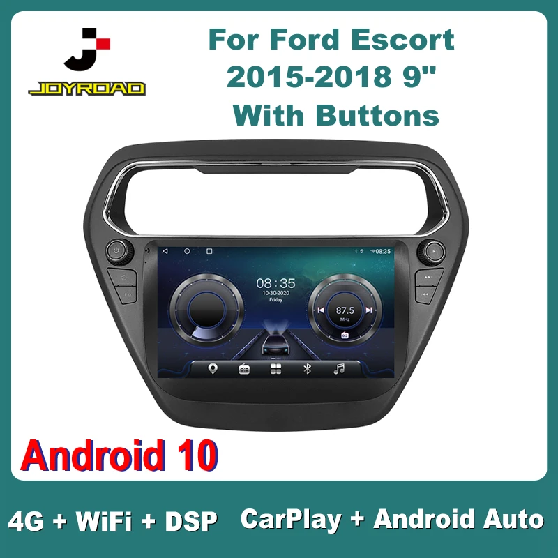 

Автомагнитола Ford Escort 2015-2018 с кнопками, мультимедийный проигрыватель на Android 10, с GPS, 4G, Sim, Wi-Fi, DSP, RDS, 9 дюймов