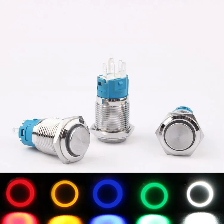 16 мм металлический кнопочный переключатель с светодиодный светильник