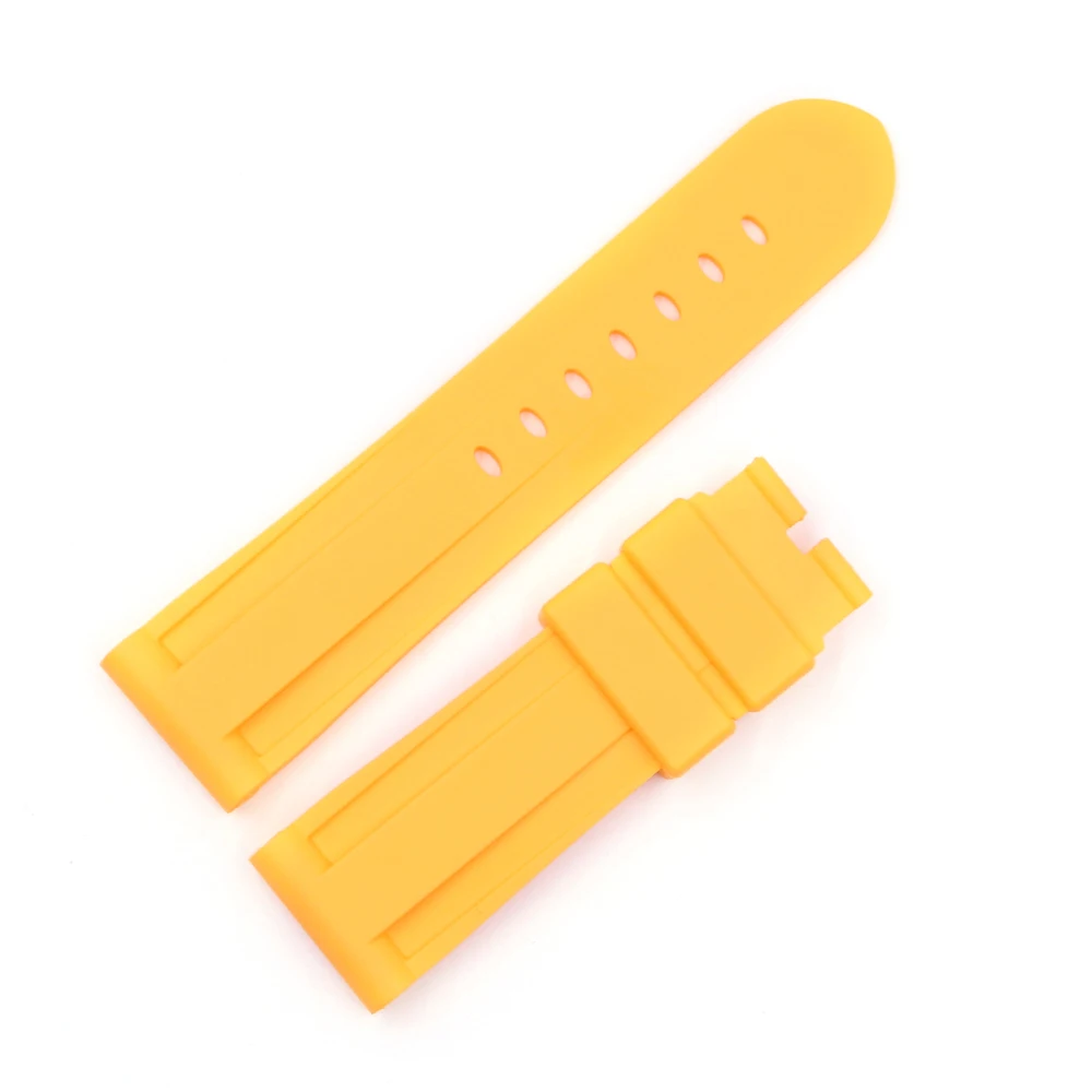 Rolamy 22 24mm Wholesale White Black Brown Waterproof Silicone Rubber Replacement Watch Band Loops Strap For Panerai Luminor