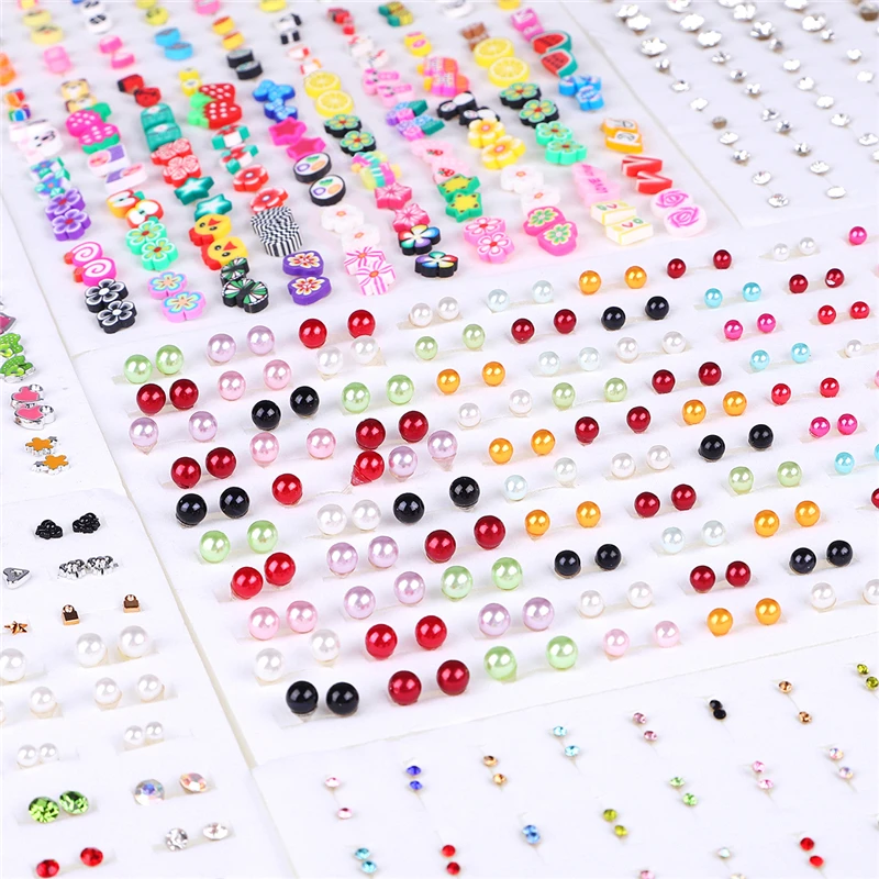 100 пар женские акриловые серьги-гвоздики с кристаллами | Украшения и аксессуары