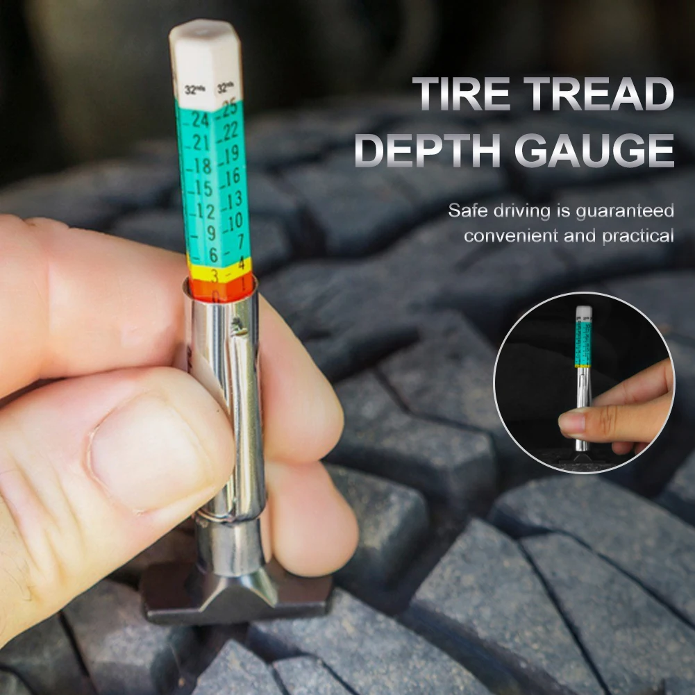 

Car Truck Tire Tread Gauge Portable Tyre Depth Tester Color Coded Metric Gauge Measurement