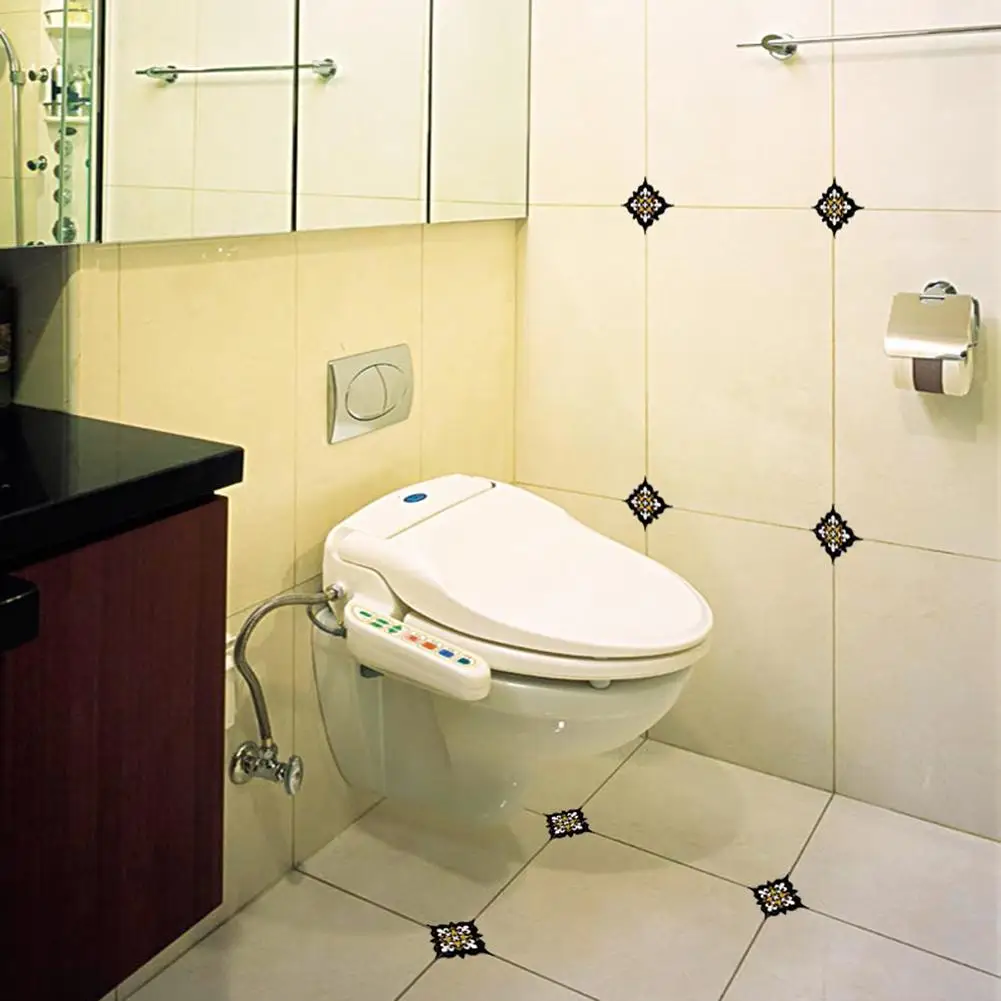 

15Pcs Bathroom Tile Floor Stickers Kitchen Accessories Home Decoration Self-adhesive Paper Bathroom Decoration Tool 8x8cm