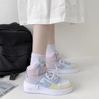 autumn women shoes 2021 trendy breathable white shoes women candy colors high top flats women platform sneakers zapatos mujer