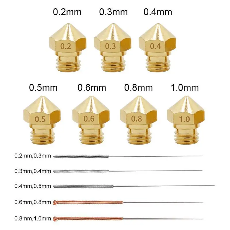 3D-принтеры M7 латунь экструдер MK10 Hotend насадки 0 2 мм 3 4 5 6 8 1 и чистки иглы подходит 75 |
