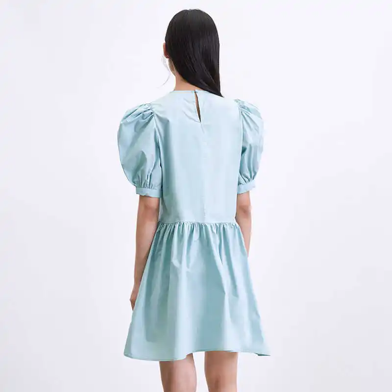 

Ur 2021 summer new women's sweet and fresh bubble sleeve round neck treasure dress