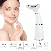 3 modes ultrasonic vibration led photon therapy lifting neck face slim double chin anti wrinkle removal device skin tightening