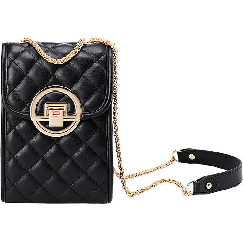 Дамская маленькая стеганая сумка через плечо из искусственной кожи на цепочке