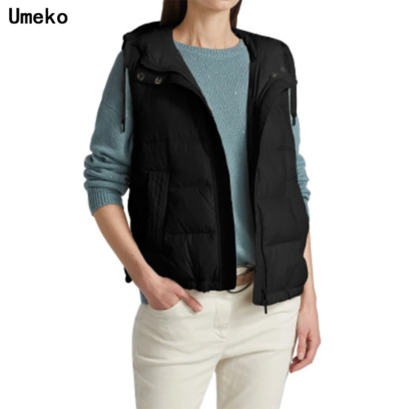 

New Warm Hooded Thicken Winter Sleeveless Jacket Female 2021 Cotton Down Vest Coat Women Fashion Outwear Female Jacket Waistcoat