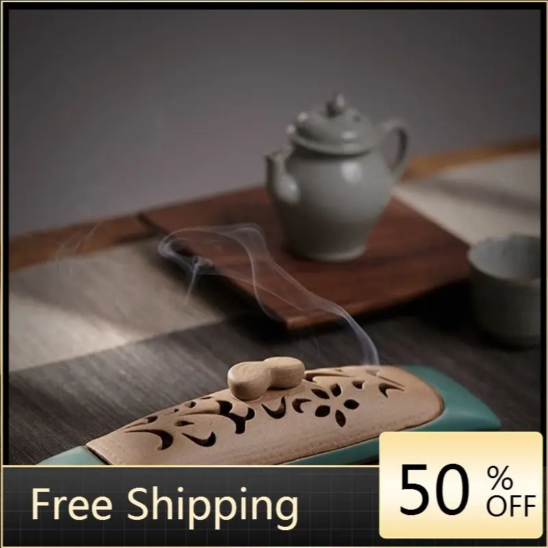 

Incense Burner Holder Ceramic Box Ornament Plate Incense Burners Portable Porcelain Diffuser Jardim Zen Yoga Decoration AA50XL