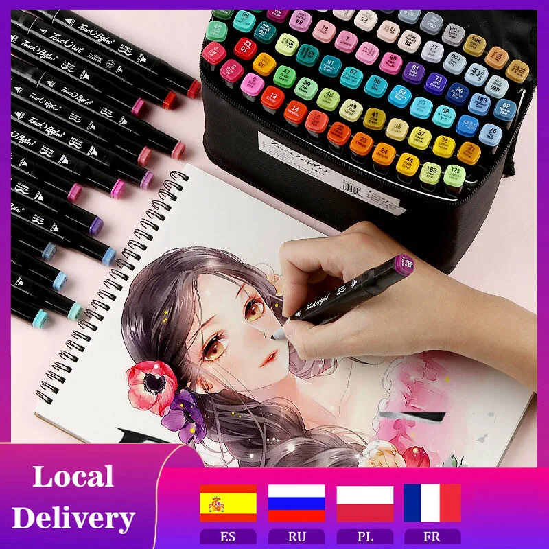 

30/80/168/262 Colors Double Headed Marker Pen Set Sketching Oily Tip Alcohol Based Markers For Manga Drawing School Art Supplies