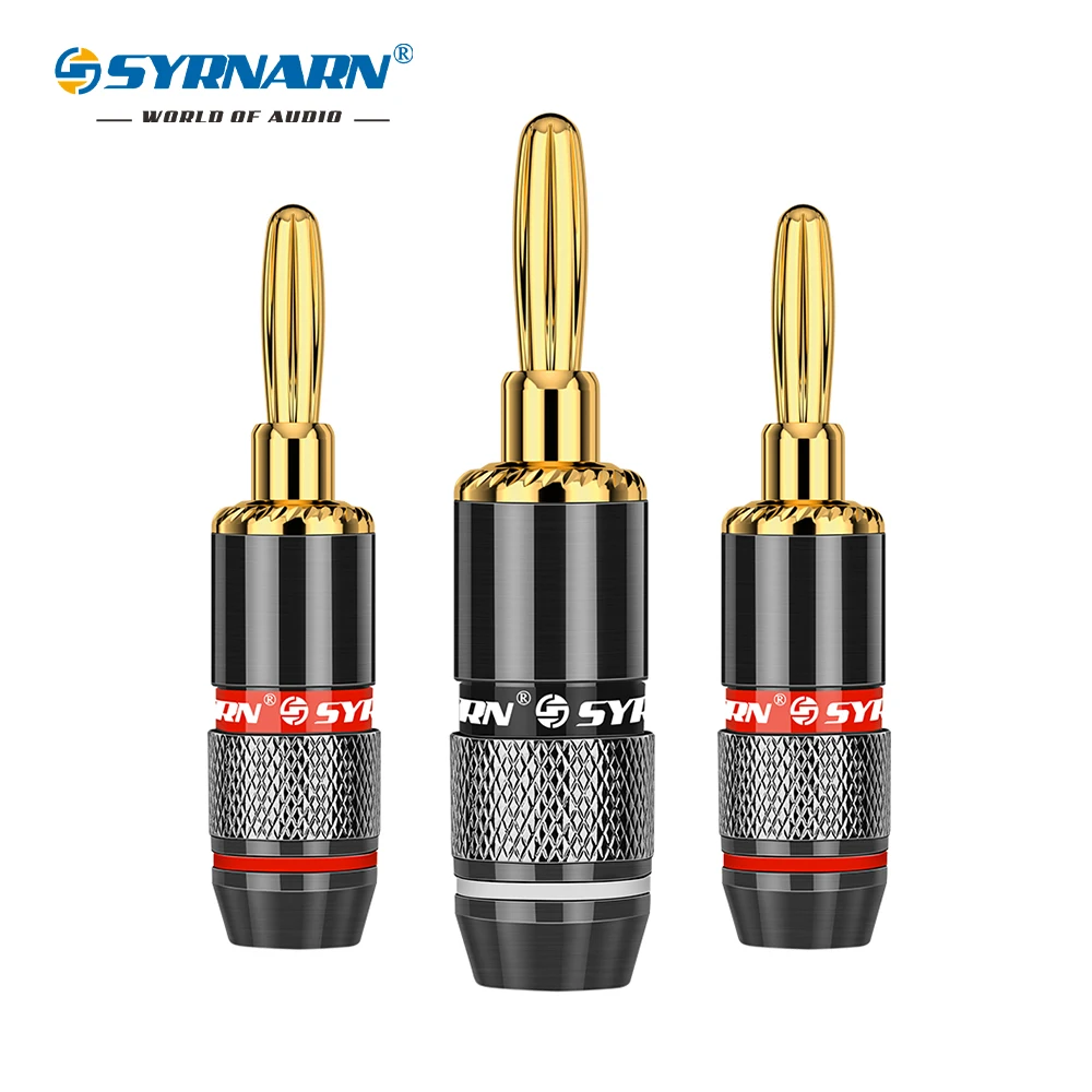 

SYRNARN 10pcs/5 pairs Non Magneti Banana Plugs Audio 24K Gold Plated Copper Speaker plug Binding Post Terminal Banana Connectors