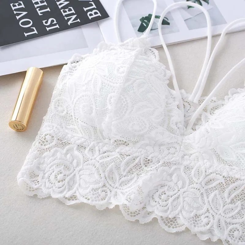 Женский бюстгальтер пуш-ап кружевной с треугольными чашечками без косточек