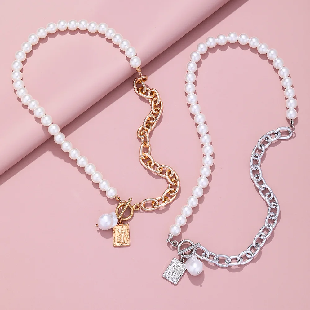 

New Ladies Fashion Charm Retro Pearl Necklace Splicing Couple Necklace Jewelry Wholesale