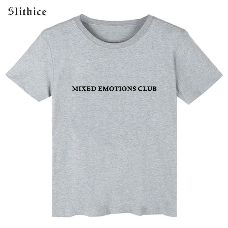 Slithice летние футболки модные с буквенным принтом смешанные эмоции Клубная