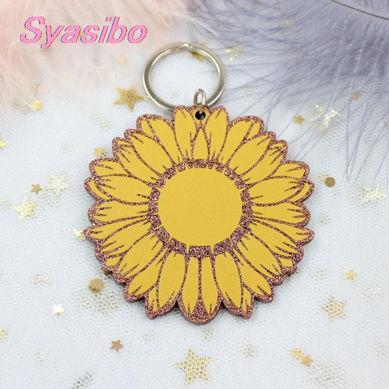 (1 шт.) 63 5 мм кофейный Блестящий акриловый брелок в виде подсолнуха диаметром 2