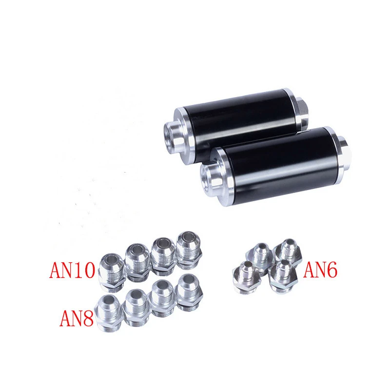 

evil energy 100 Micron Billet Aluminum Fuel Filter AN10/AN8/AN6 Adapter Fittings With Fuel Pump Brackets 2pcs/set Black