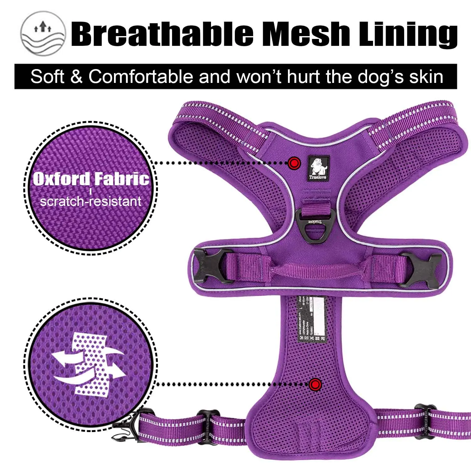 

Truelove No Pull Dog Harness Adjustable Safety Nylon Large Pet Dog Vest Padded Reflective Outdoor for Dogs Pet Leash Control