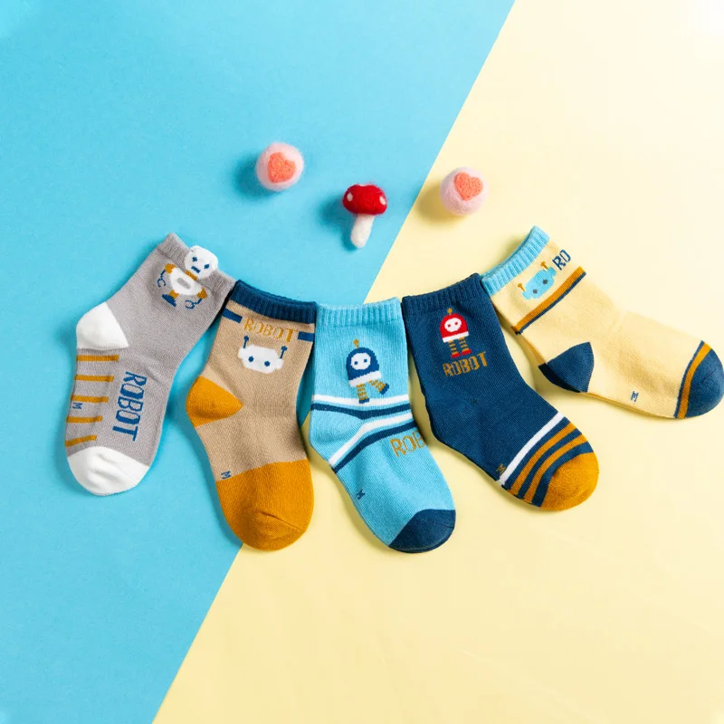 0019-bobo 5 пар, безопасные, удобные, теплые, хлопковые, высококачественные, мягкие, паровые, детские носки для новорожденных мальчиков детские носки для маленьких девочек Miaoyoutong - Цвет: 0019-bobo