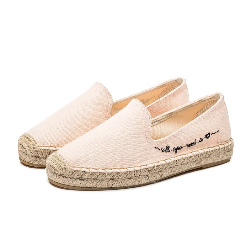 

Plus Size 35-45 Embroider Women Flats 2021 Loafers Casual Slip on Shoes Women's Espadrilles Hemp Canvas Flat Shoes chaussure