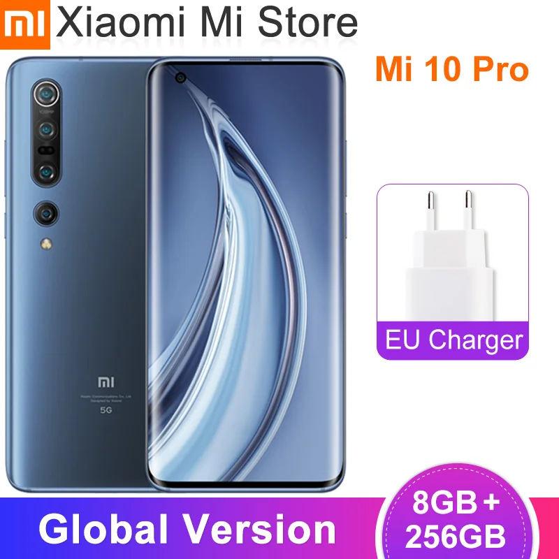 Глобальная версия Mi 10 pro 8 Гб 256 мобильный телефон 5G Snapdragon 865 108MP Quad Camera 6 67 &quotAMOLED