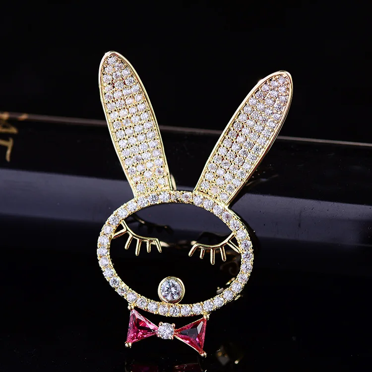 

Bad Guy Bunny Brooch Pins Shiny Rhinestone Brooch Pin for Women Clothes Scarf Buckle Garment Accessories Fashion Jewelry
