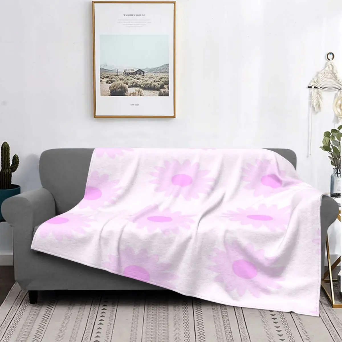 

Manta de margaritas rosas, colcha para cama, sofá a cuadros, manta de verano, colcha de Picnic