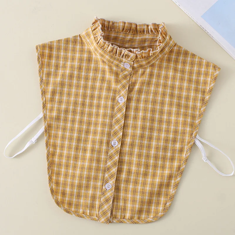 

Women Plaid Fake Collars Shirt Stand Lapel False Collars Female Detachable Collars Removable Blouse Ties Top Nep Kraagie