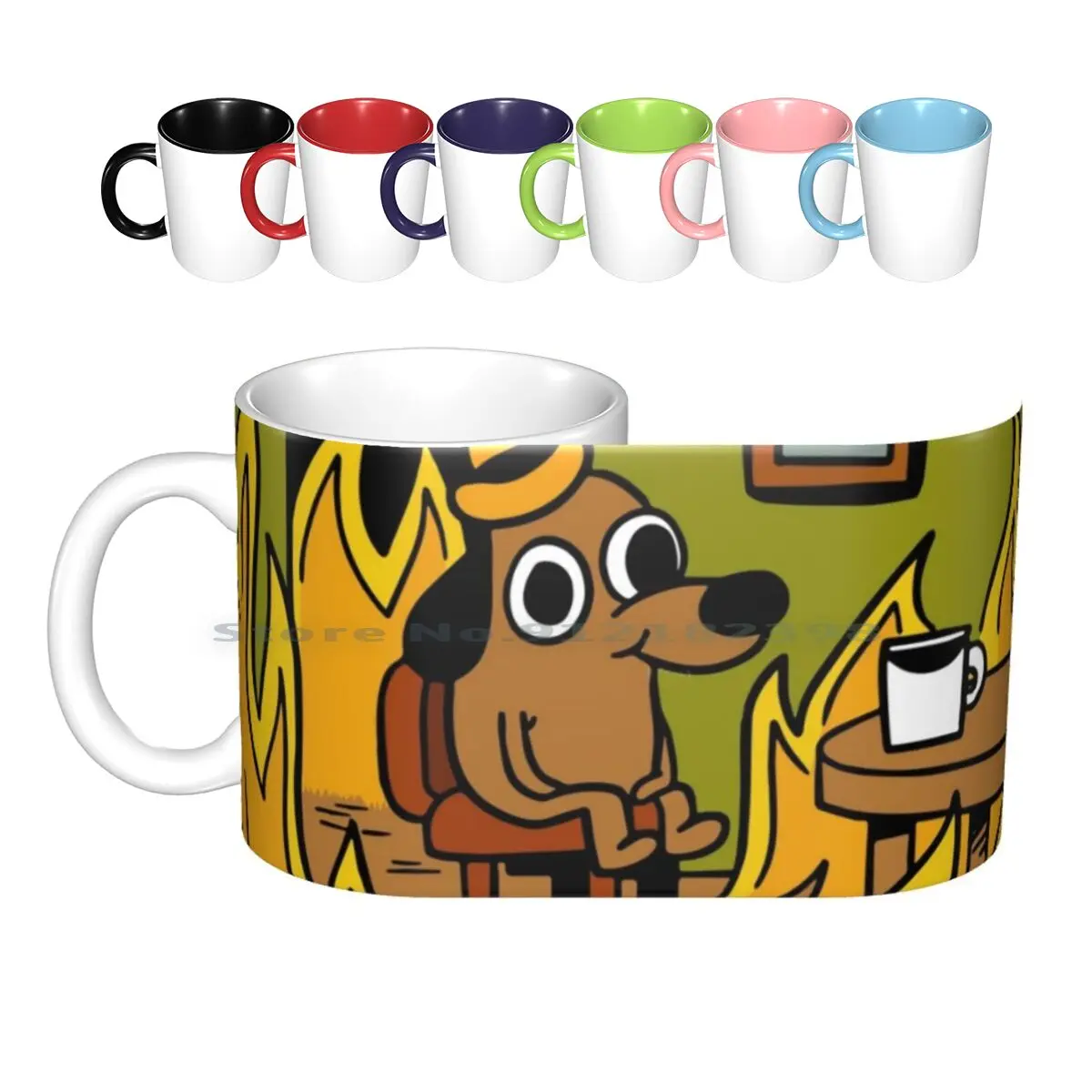 

This Is Fine Ceramic Mugs Coffee Cups Milk Tea Mug Fine This Is Fine Drawing Dog Comic Meme Tumbrl 2020 Fire Dog Good Day