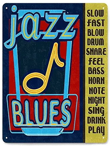 

Jazz Music Metal Sign Saxophone 50's / Night Club Vintage Style Retro Wall Decor