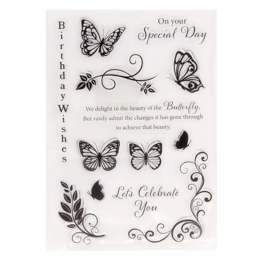 

Silicone Clear Stamps for Scrapbooking Butterfly Decoration Embossing Folder Craft Rubber Stamp Tools New