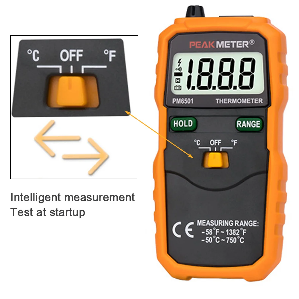 

Digital Display Industrial Thermometer Liquid Measuring Laboratory 2000 Counts K Type Backlight With Thermocouple Handheld LCD