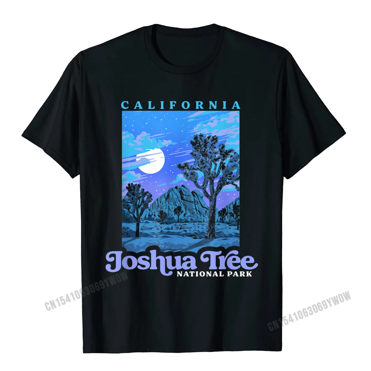 

Joshua Tree National Park Vintage Night Scene Retro T-Shirt Camisas Men Tshirts Newest Group Cotton Men Tops T Shirt Summer