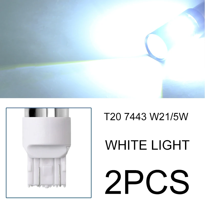T20 7443 W21-5W BraveWay 2 шт. 1156 P21W BA15S 1157 3157 7443 светодиодный светильник, автомобильный светильник с поворотным сигналом, задний тормозной светильник, светодиодный дневной светильник, DRL - Испускаемый цвет: T20 7443 W21-5W