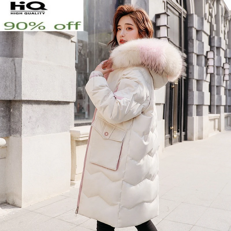 

Winter Down Jacket Women Long Down Coat Female Thick Warm Clothes 2022 Ladies Real Raccoon Fur Hooded Coats Hiver 0003