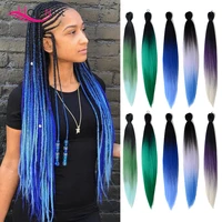 hair nest pre stretched braiding hair ombre blue jumbo braids synthetic crochet hair extensions afro easy braids