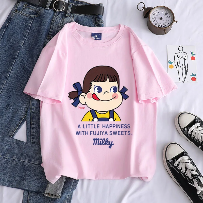 Японская kawaii молочная девушка Kpop Harajuku дикая футболка индивидуальная готика