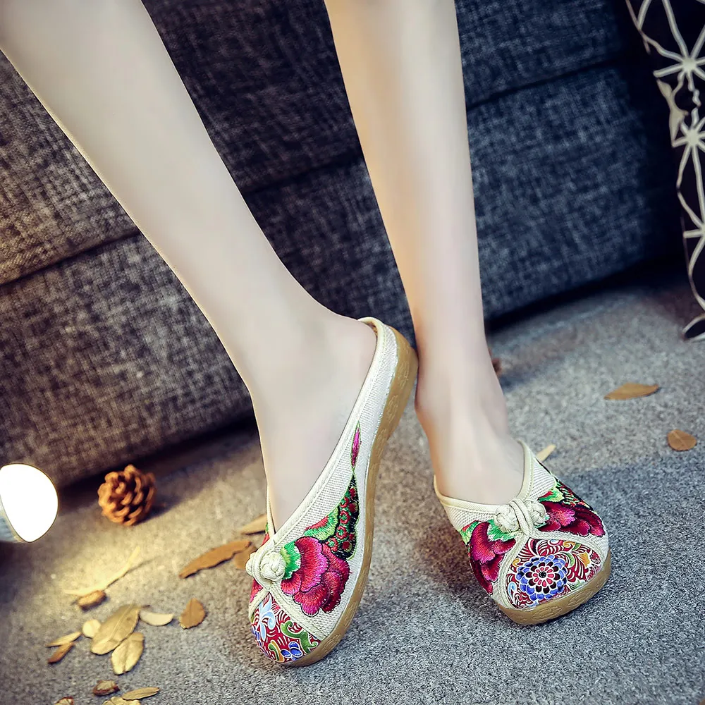 Шлепанцы Veowalk женские хлопковые базовые туфли в стиле Старый Пекин круглый носок