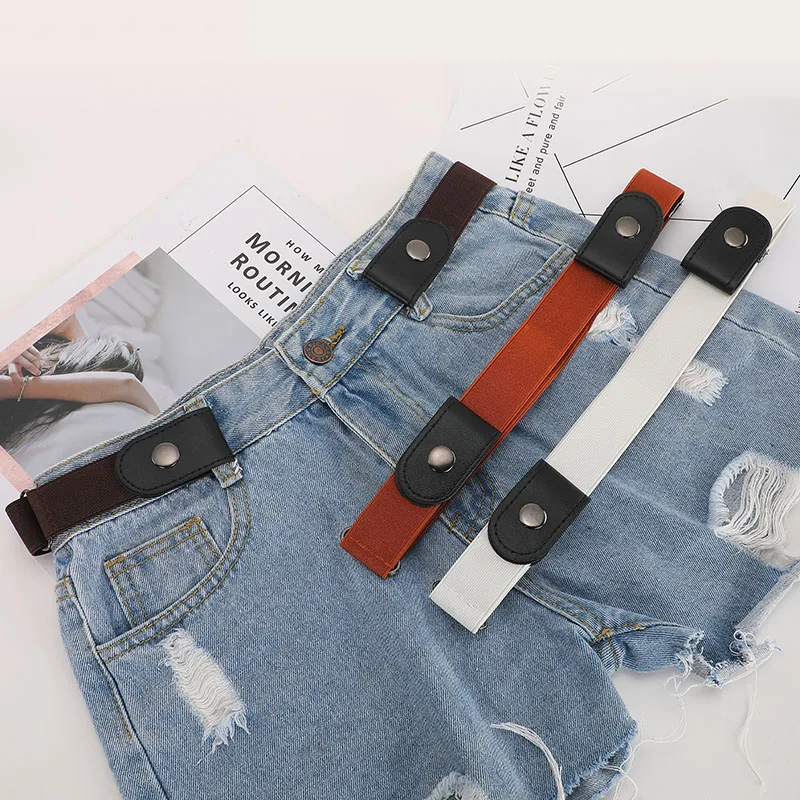 

jeans women's punk style buckle-free belt dress ladies slim sports trend comfortable elastic new no buckle belt