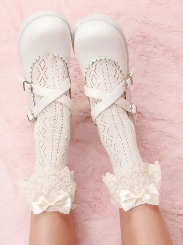 Lolita Socks Bows and Lace Patchwork Student Cotton Sweet Style | Тематическая одежда и униформа