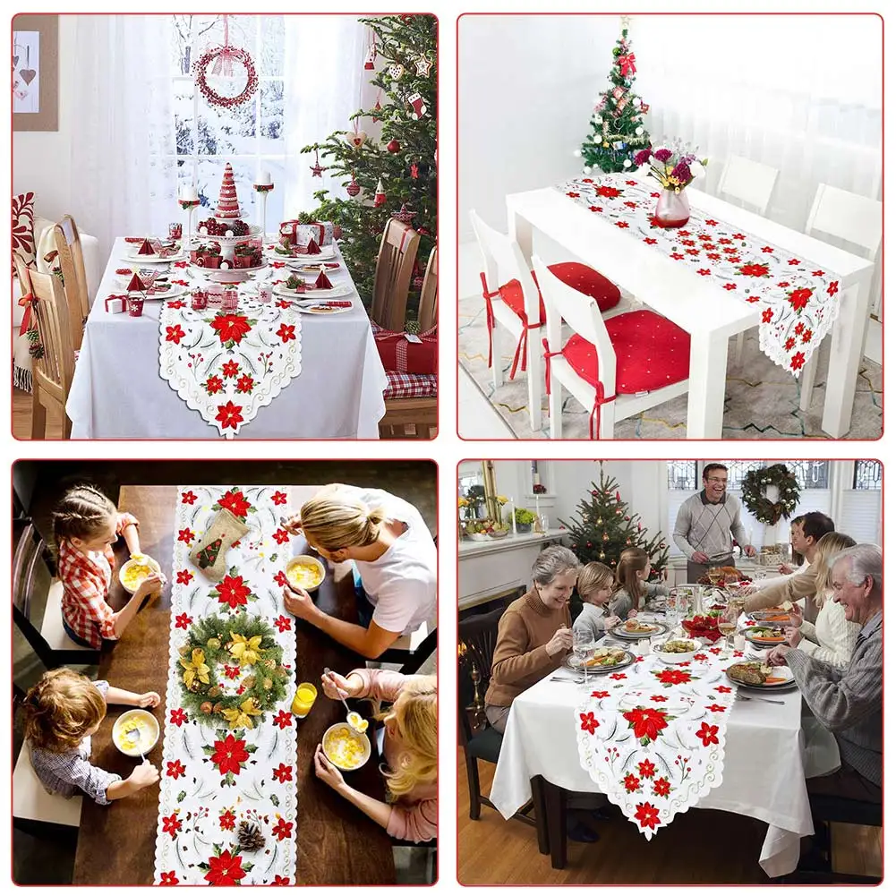 Теплая Рождественская скатерть с вышитыми цветами рождественские вечерние