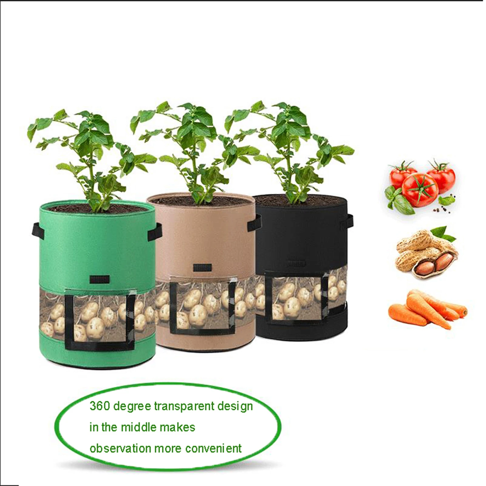 

1PCS Potato Planting Bag with Transparent Design Effective Temperature Insulation Vegetable Pot Planting Grow Bag Garden Tool