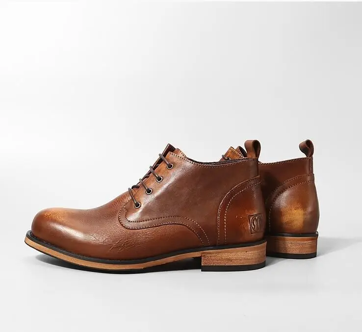 Зимние классические мужские повседневные ботинки из натуральной коровьей кожи