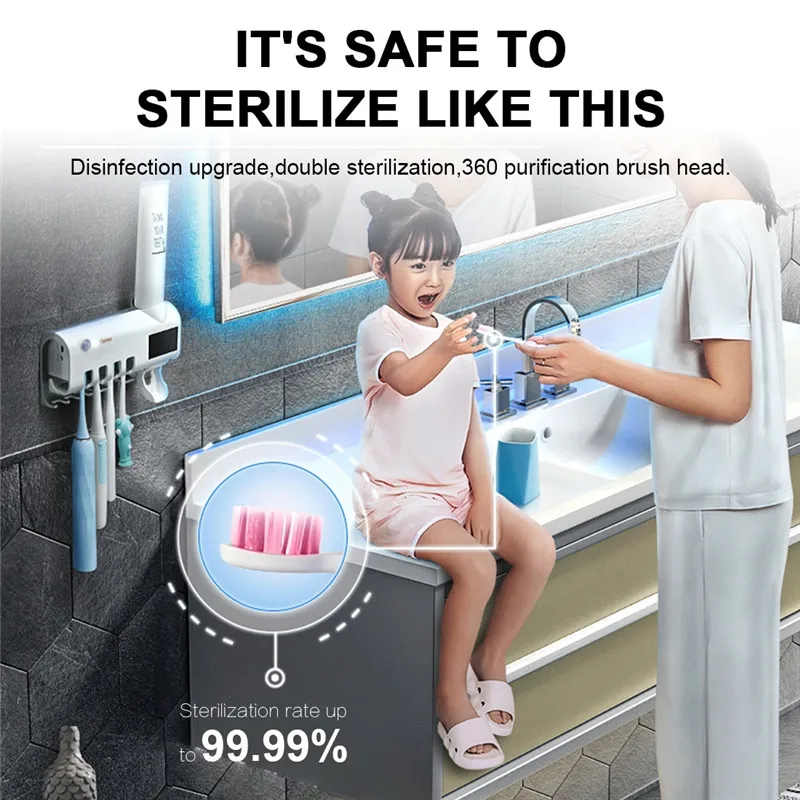 УФ держатель для зубных щеток всей семьи USB Автоматический Диспенсер зубной