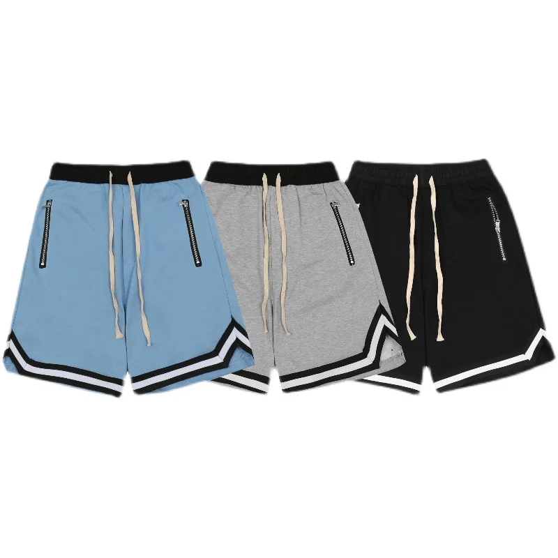 

Vintage Streetwear High-quality Drop Crotch Sweat Shorts Drawstring Elastic Solid Color Casual Loose Five-point Pants Shorts